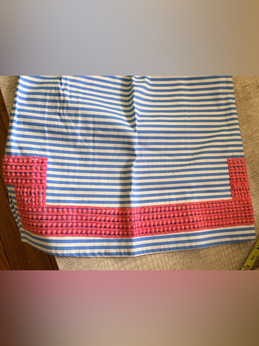 Sail to Sable Small Blue & White Striped Sleeveless Dress with Pink Trim-NWOT - Picture 3 of 6